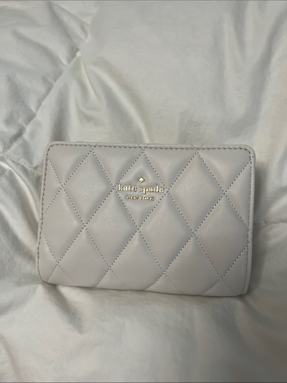 kate spade Quilted Leather Wallet - cream color